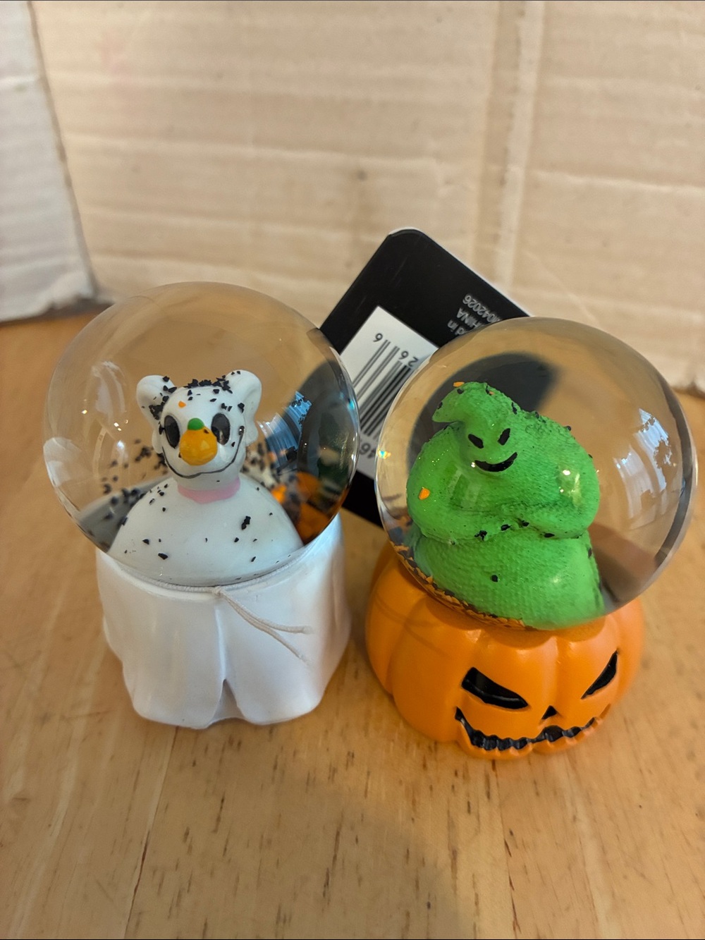 Disney Nightmare Before Christmas set 2 small water globes Zero & Oogie Boogie